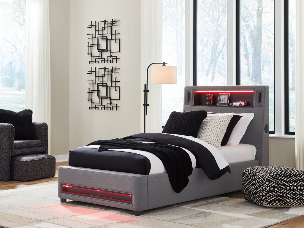 Verishaw Gray Twin Upholstered Bed