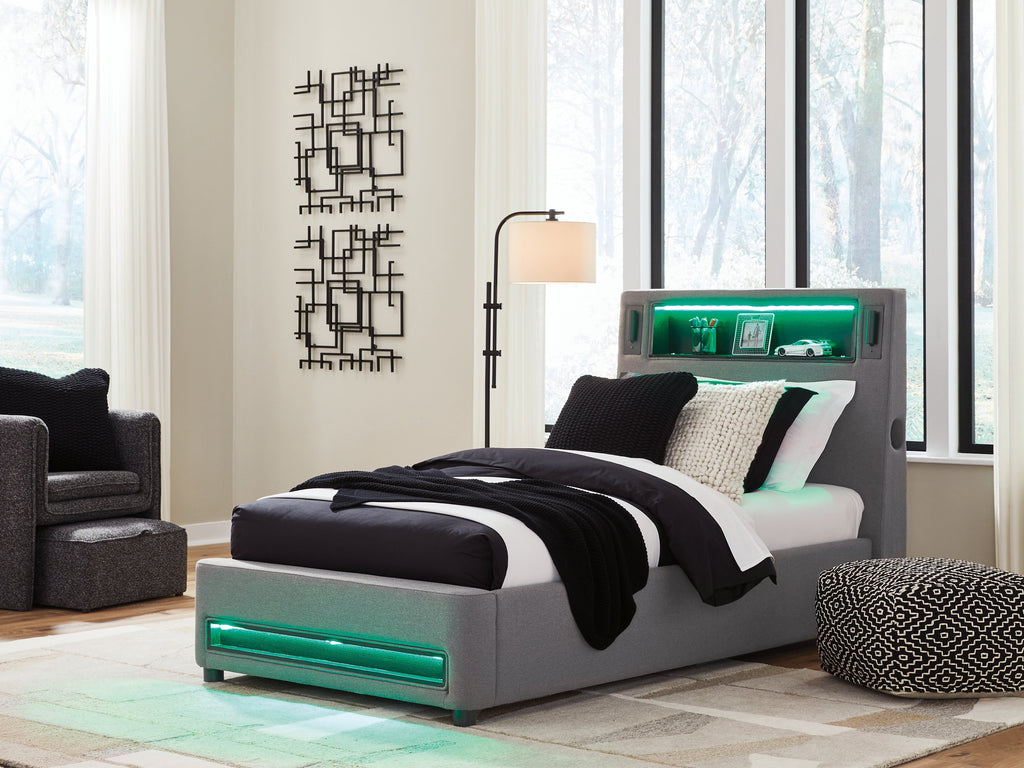 Verishaw Gray Twin Upholstered Bed