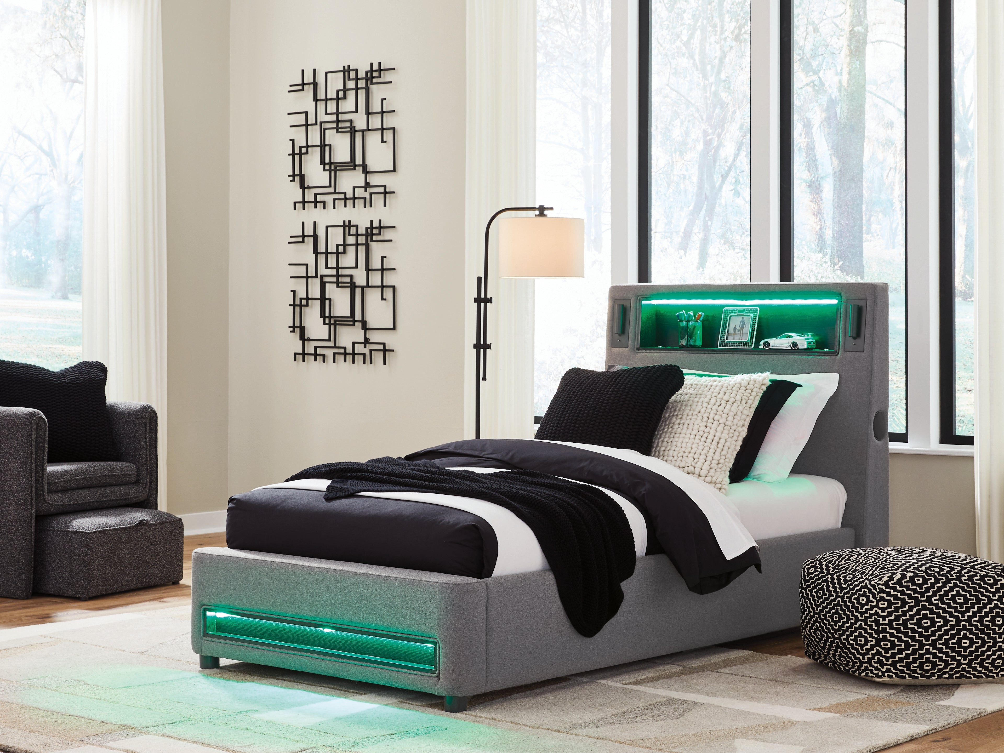 Verishaw Gray Twin Upholstered Bed
