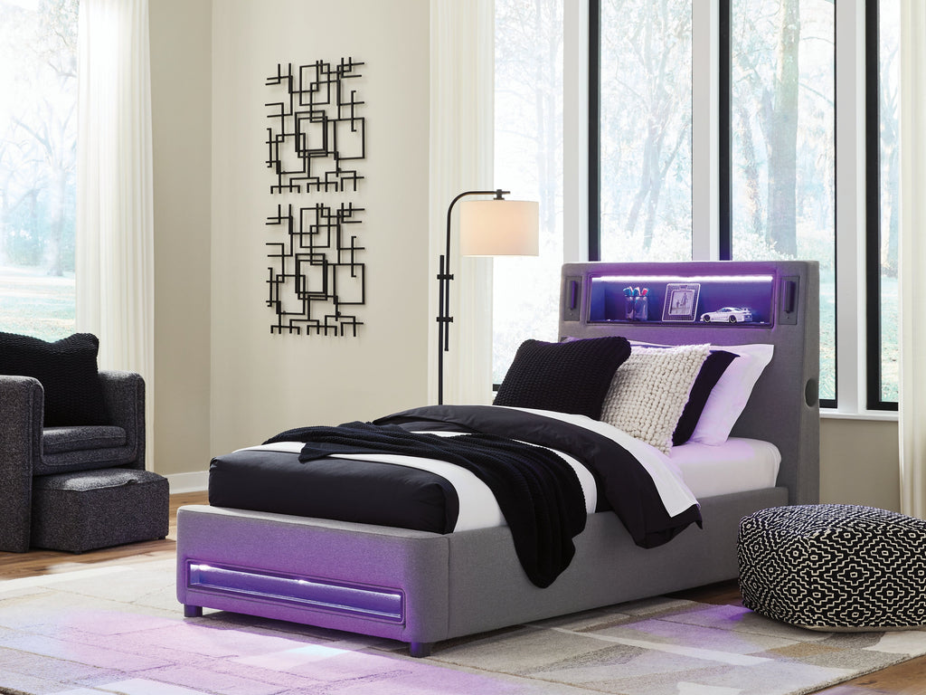 Verishaw Gray Twin Upholstered Bed