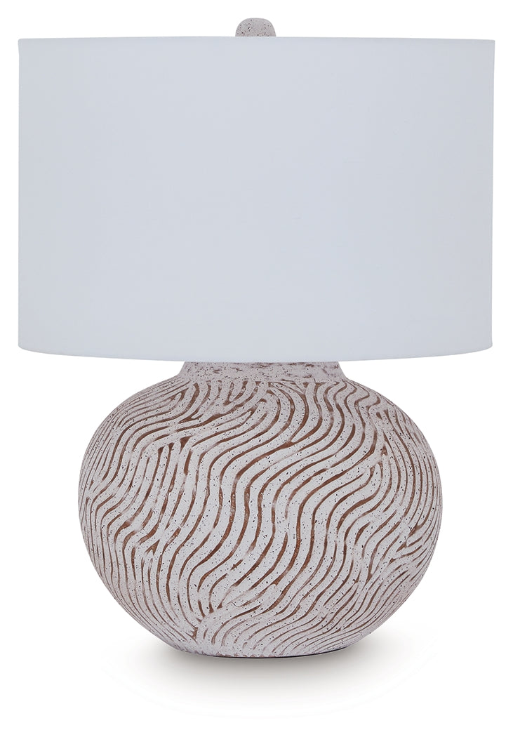 Vien Distressed White Table Lamp