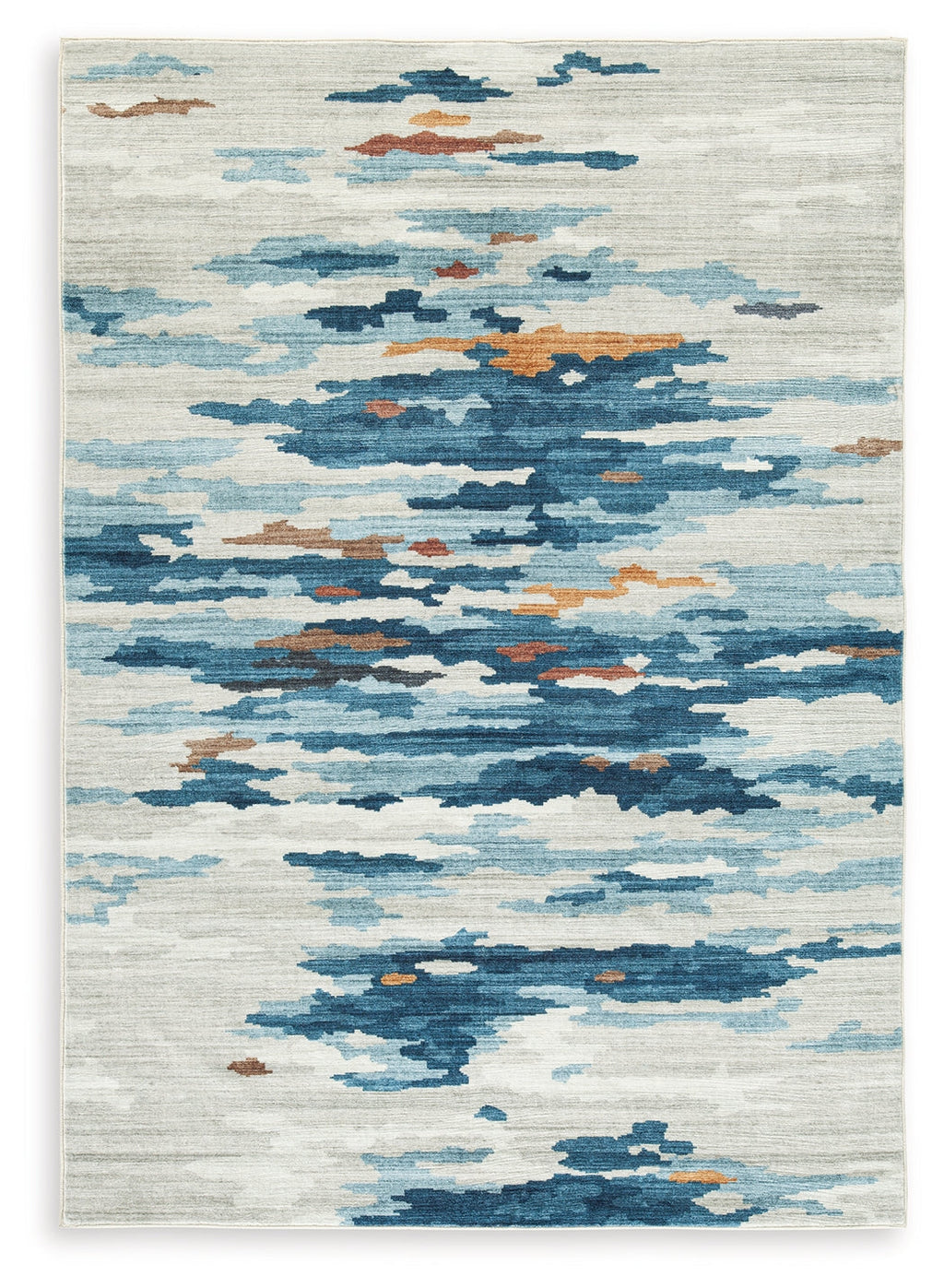 Vinlett Cream/Blue/Brown 8' x 10' Washable Rug