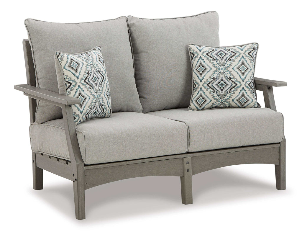 Visola Gray Outdoor Conversation Set w/ Loveseat Coffee Table / 4pc