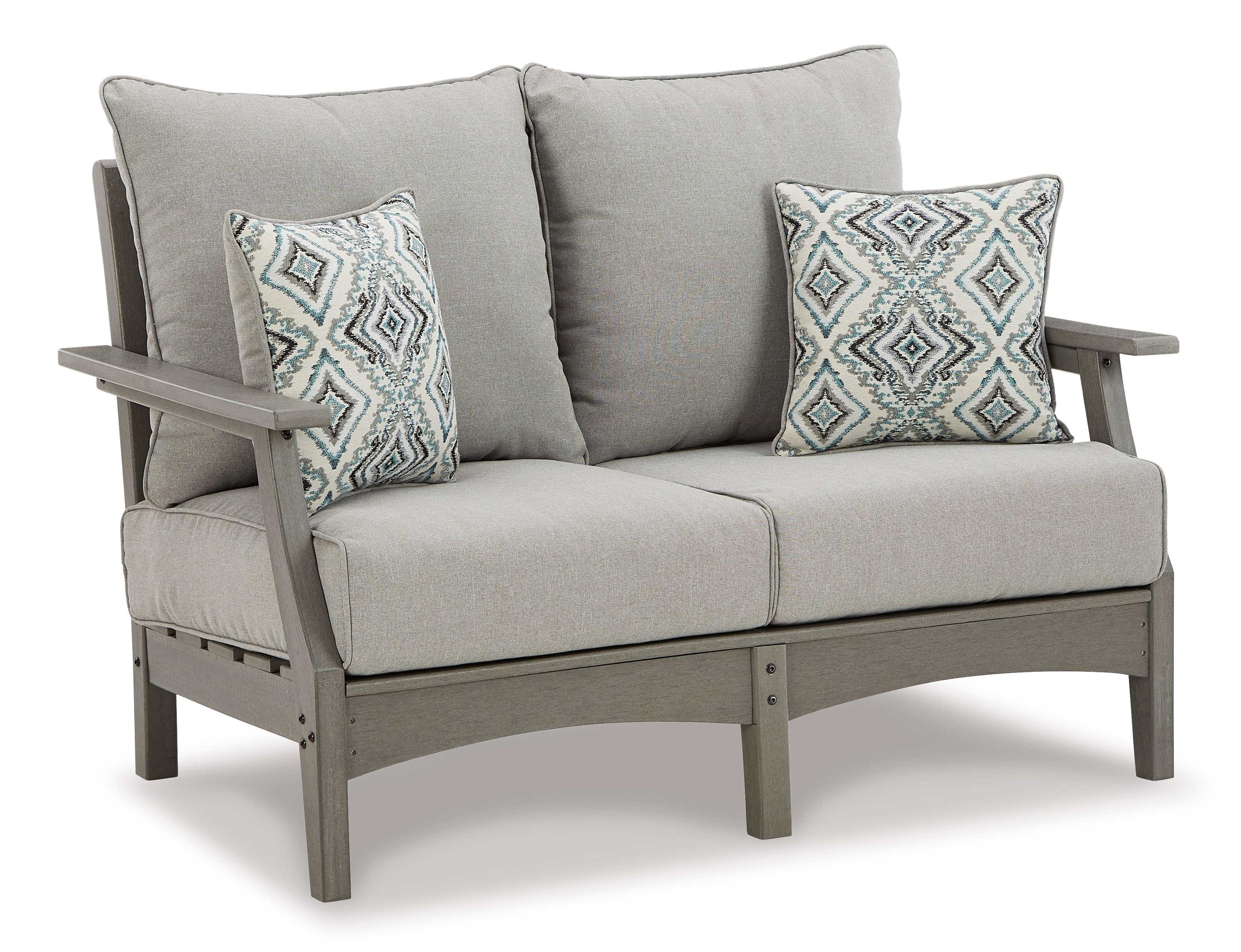 Visola Gray Outdoor Conversation Set w/ Loveseat Coffee Table / 4pc
