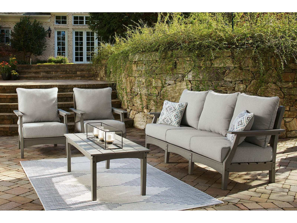 Visola Gray Outdoor Conversation Set w/ Sofa Coffee Table / 4pc