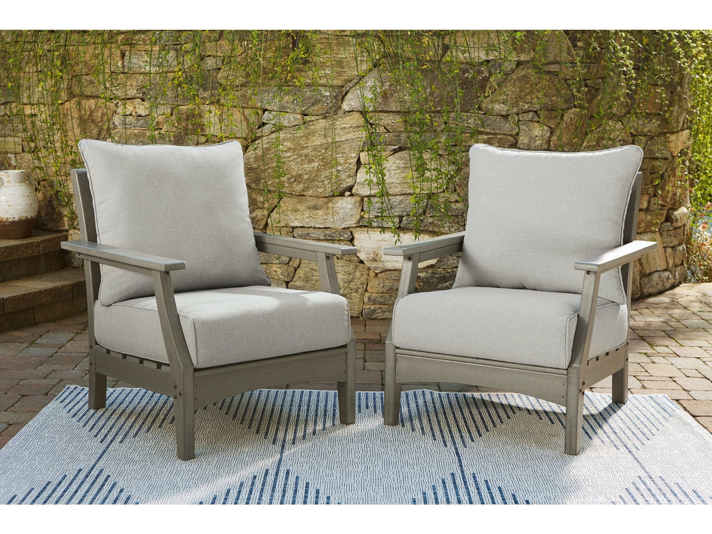 Visola Gray Outdoor Lounge Chair w/ Cushion (Set of 2)