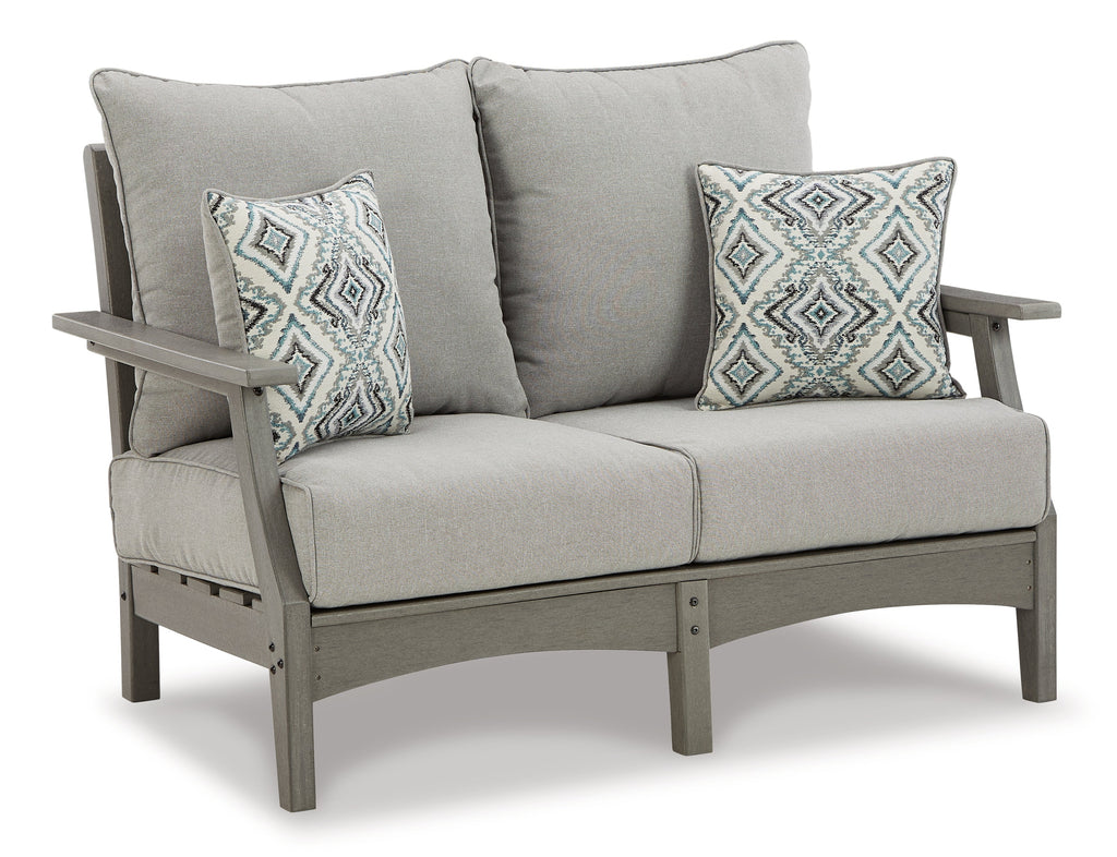 Visola Gray Outdoor Loveseat, 2 Lounge Chairs and Coffee Table
