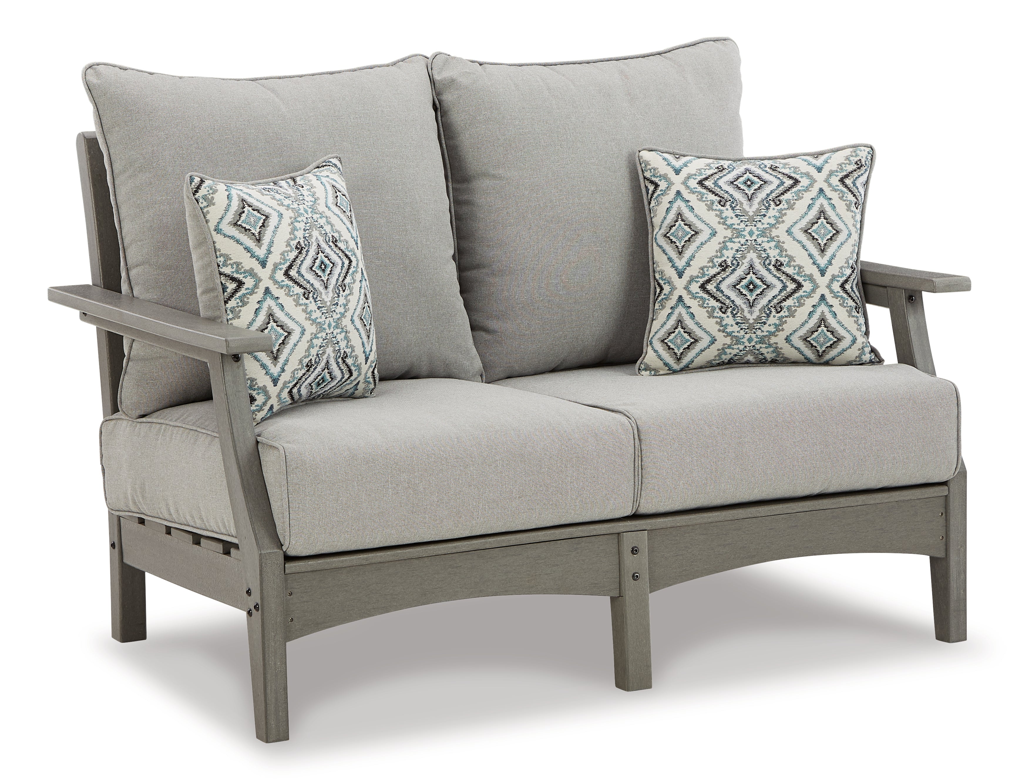 Visola Gray Outdoor Loveseat, 2 Lounge Chairs and Coffee Table