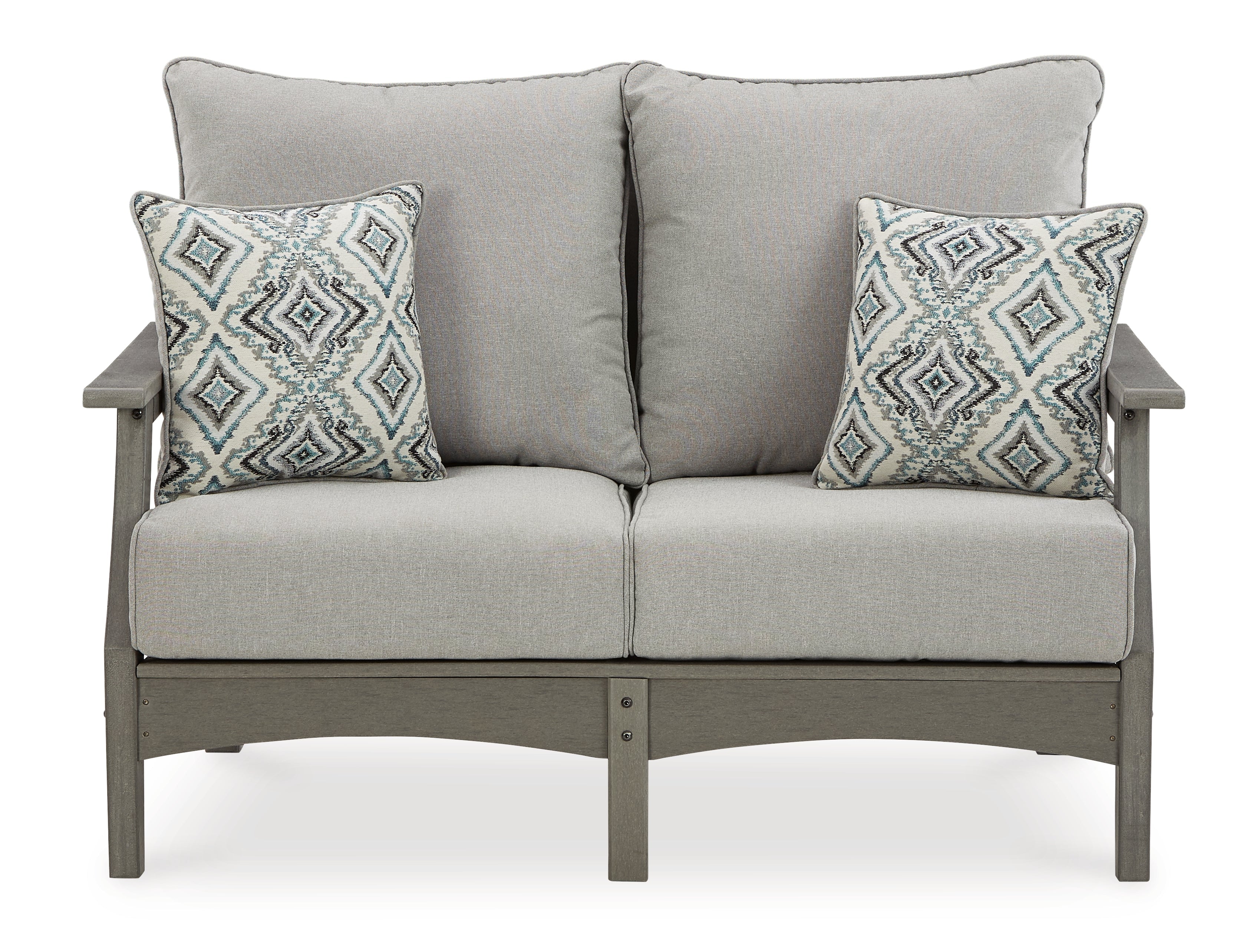 Visola Gray Outdoor Loveseat, 2 Lounge Chairs and Coffee Table