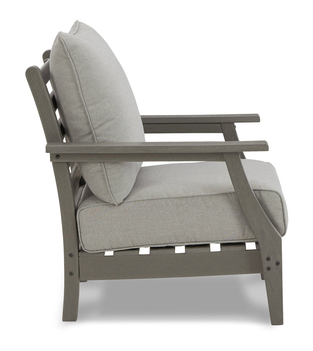 Visola Gray Outdoor Loveseat, 2 Lounge Chairs and Coffee Table