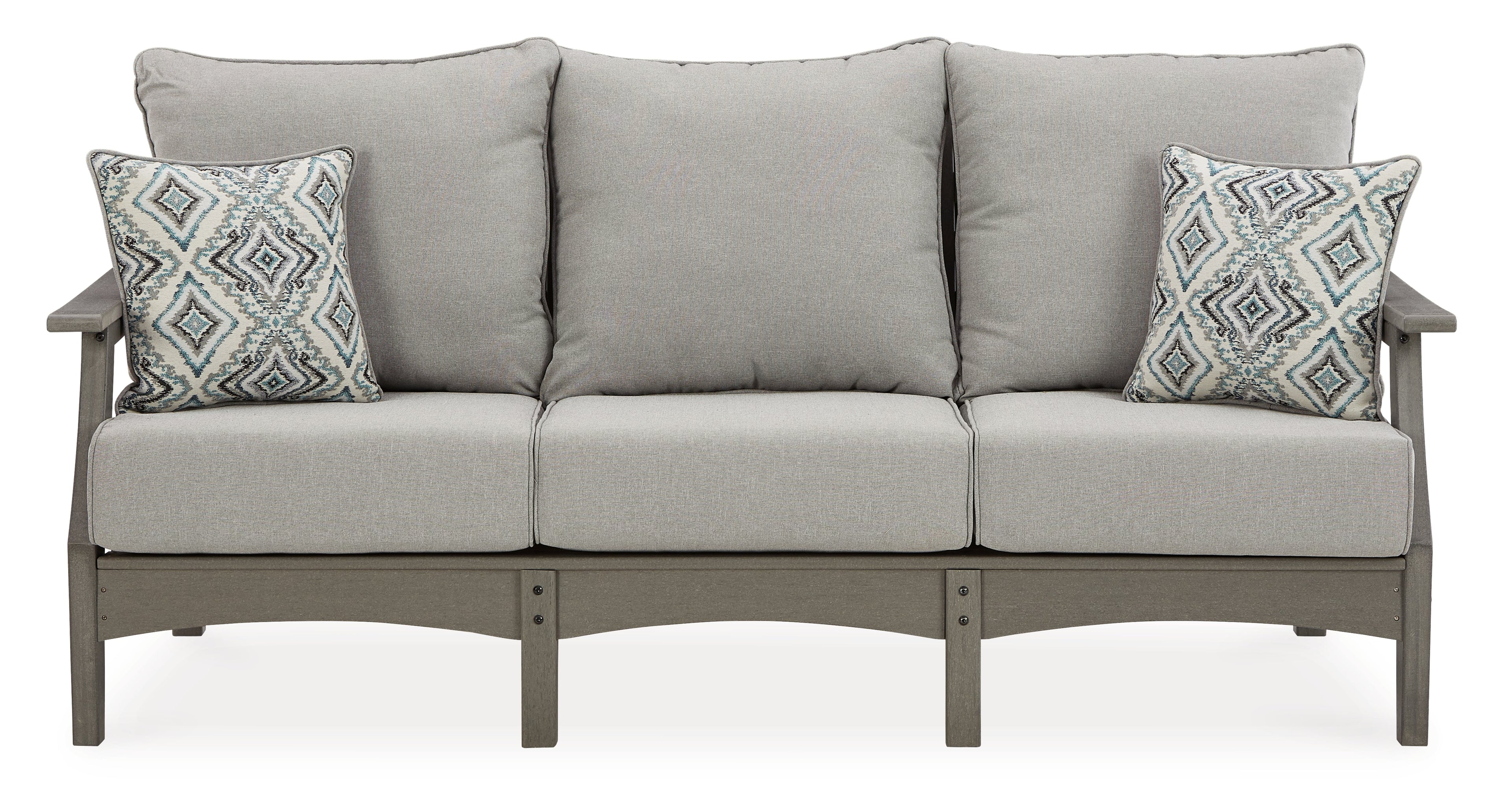 Visola Gray Outdoor Sofa, 2 Lounge Chairs and Coffee Table