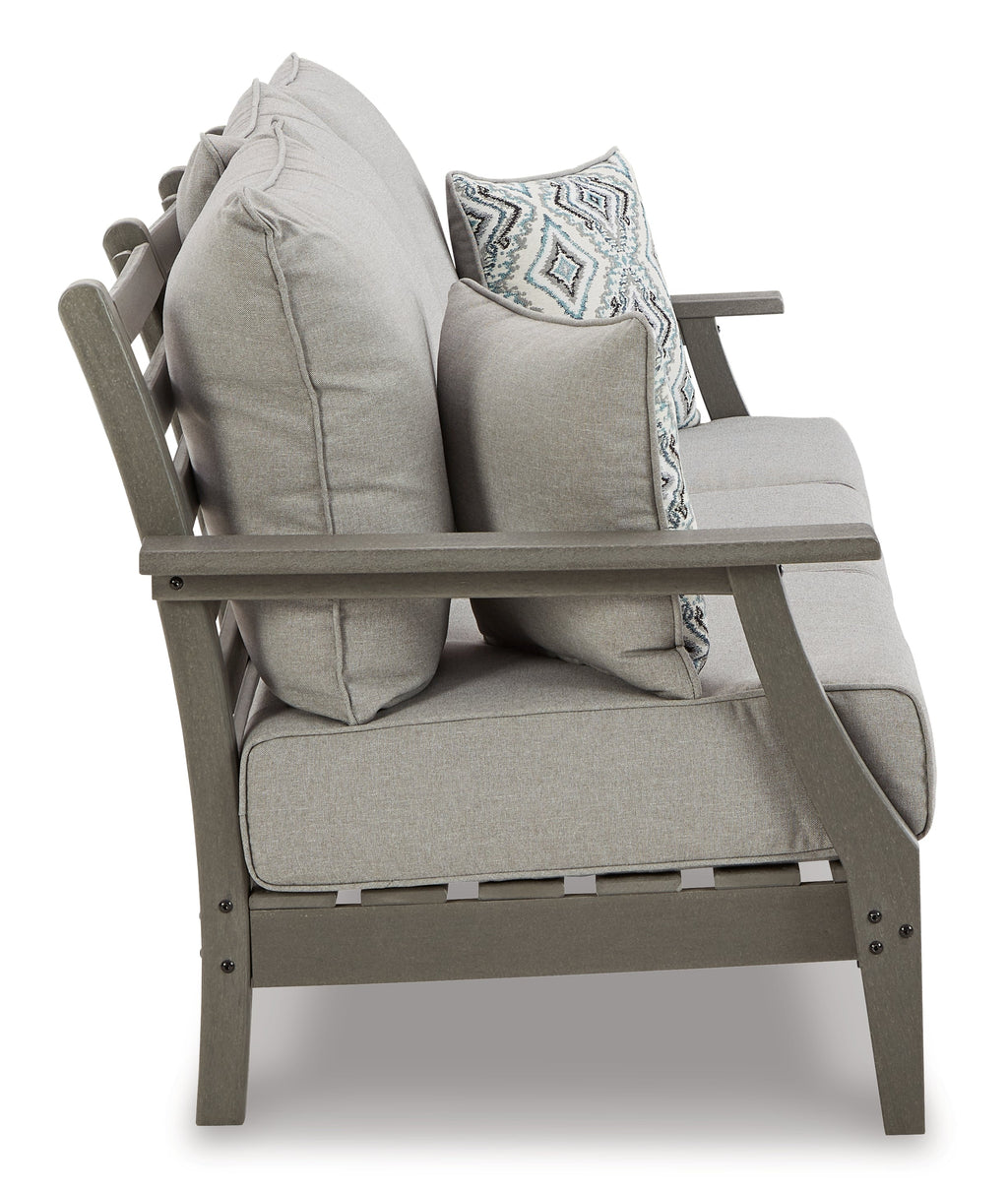 Visola Gray Outdoor Sofa, 2 Lounge Chairs and Coffee Table