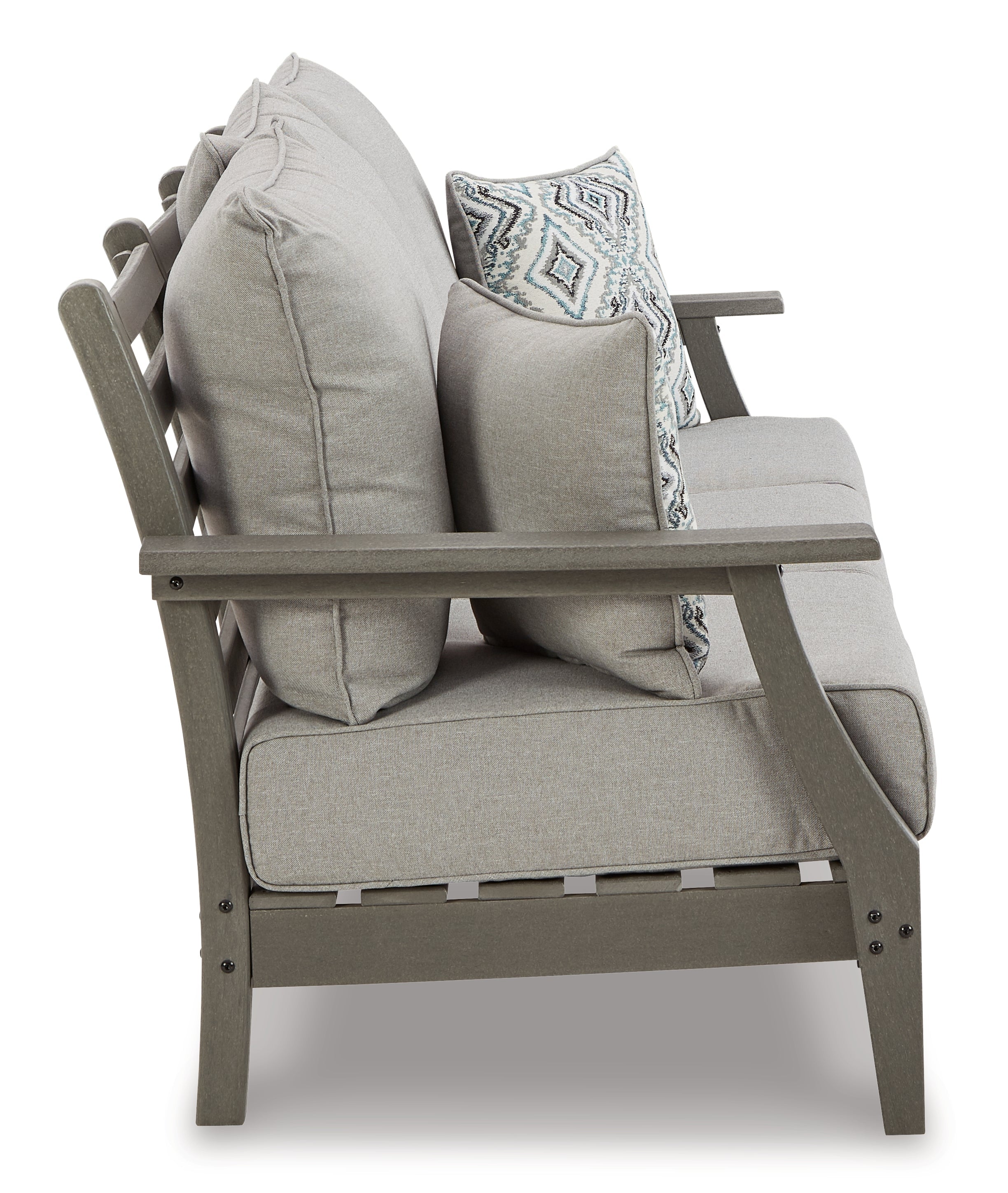 Visola Gray Outdoor Sofa, 2 Lounge Chairs and Coffee Table