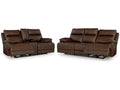 VonRyan Tobacco Power Reclining Sofa and Loveseat