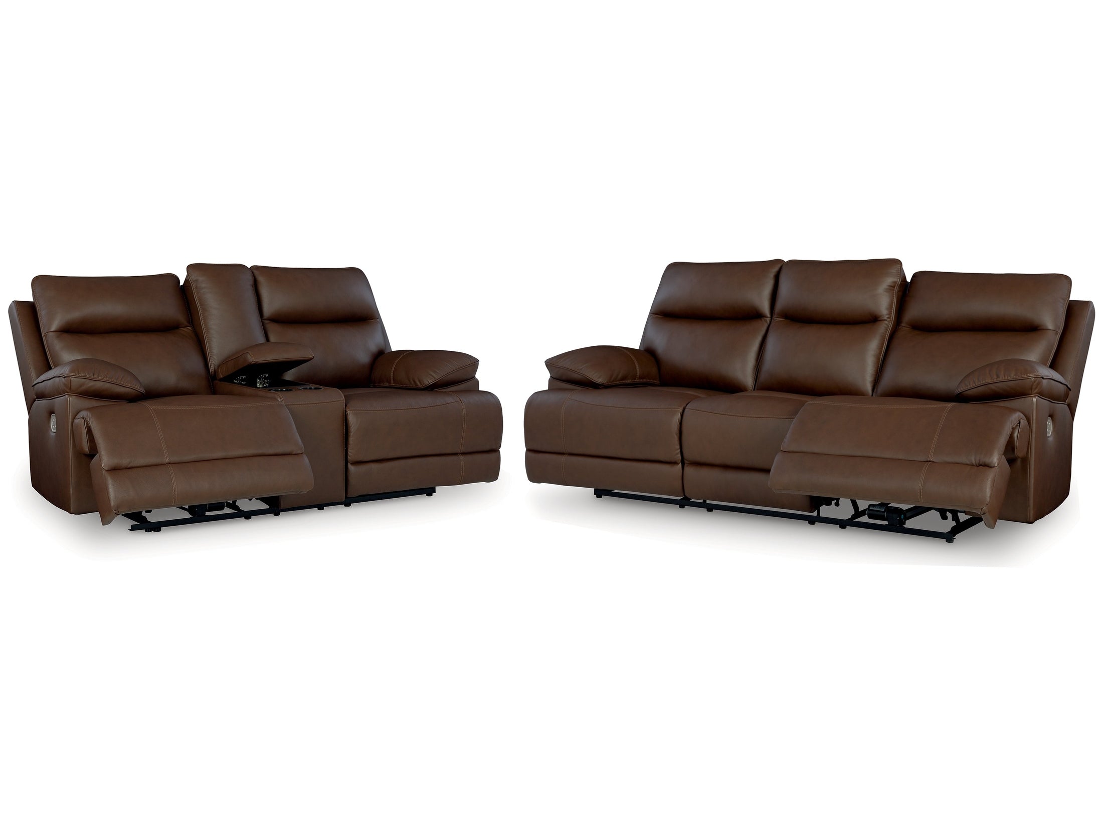 VonRyan Tobacco Power Reclining Sofa and Loveseat