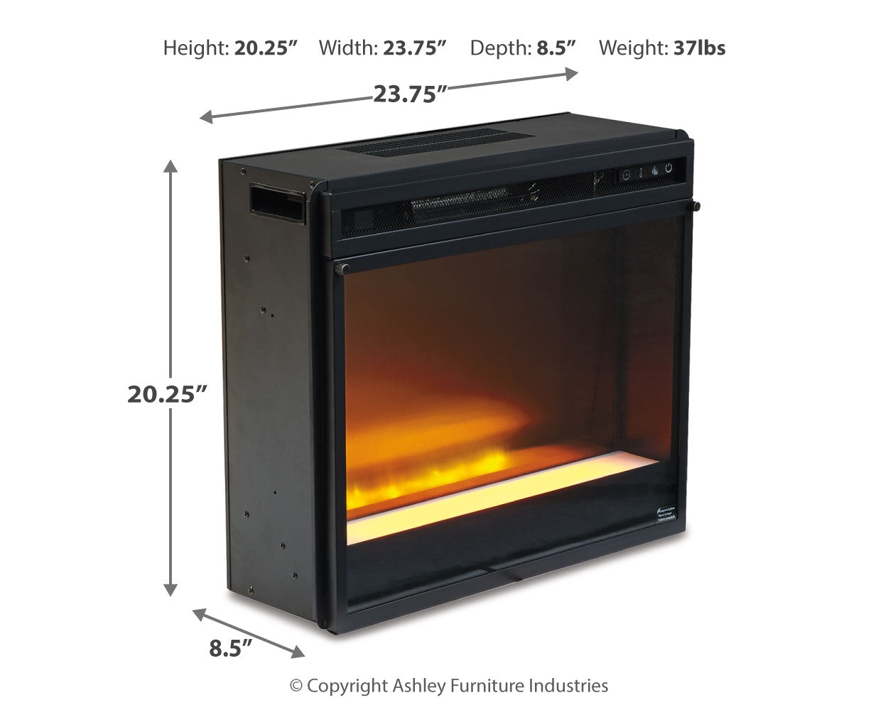 Electric Infrared Fireplace Insert 22", Black
