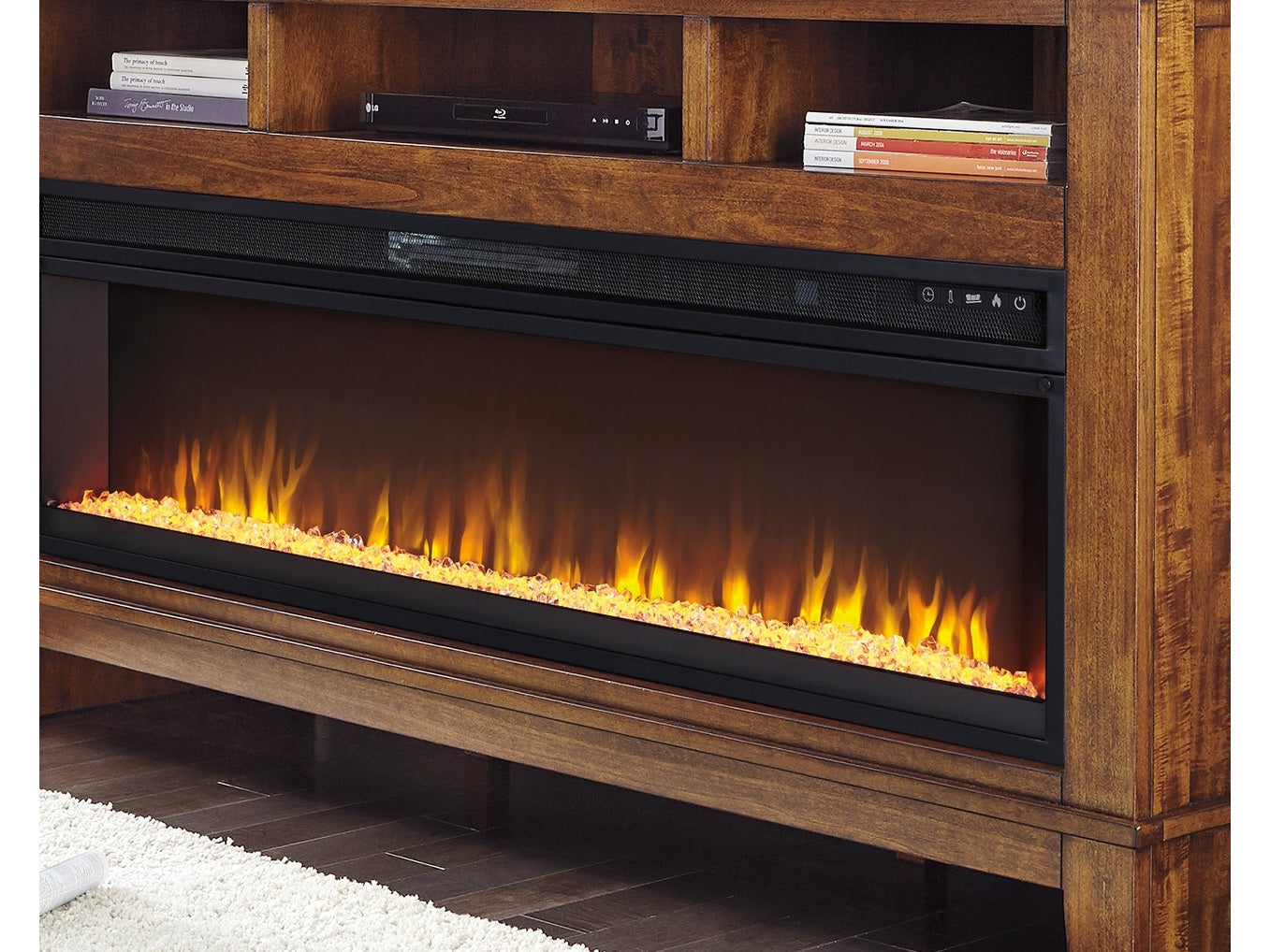 Wide Electric Fireplace Insert 57", Black
