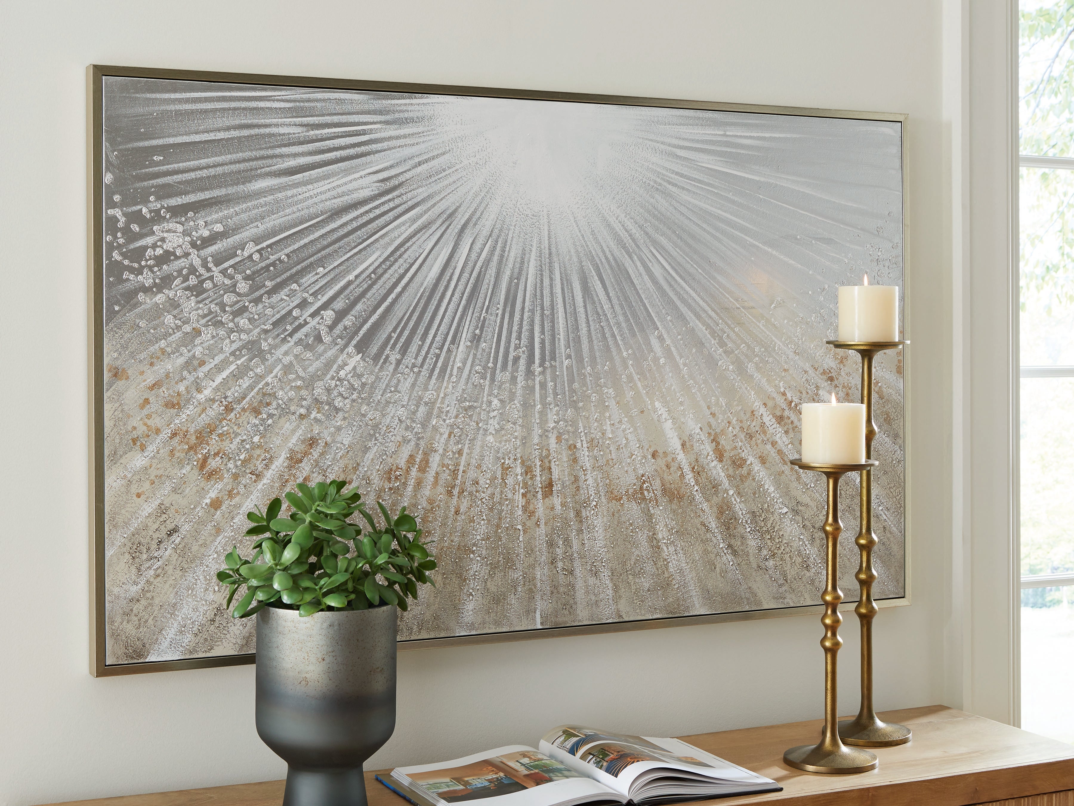 Waldard Gray/Taupe/White Wall Art