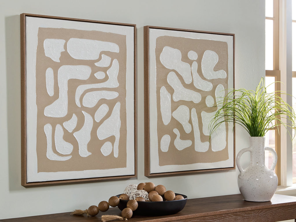 Waldett Beige/White Wall Art Set
