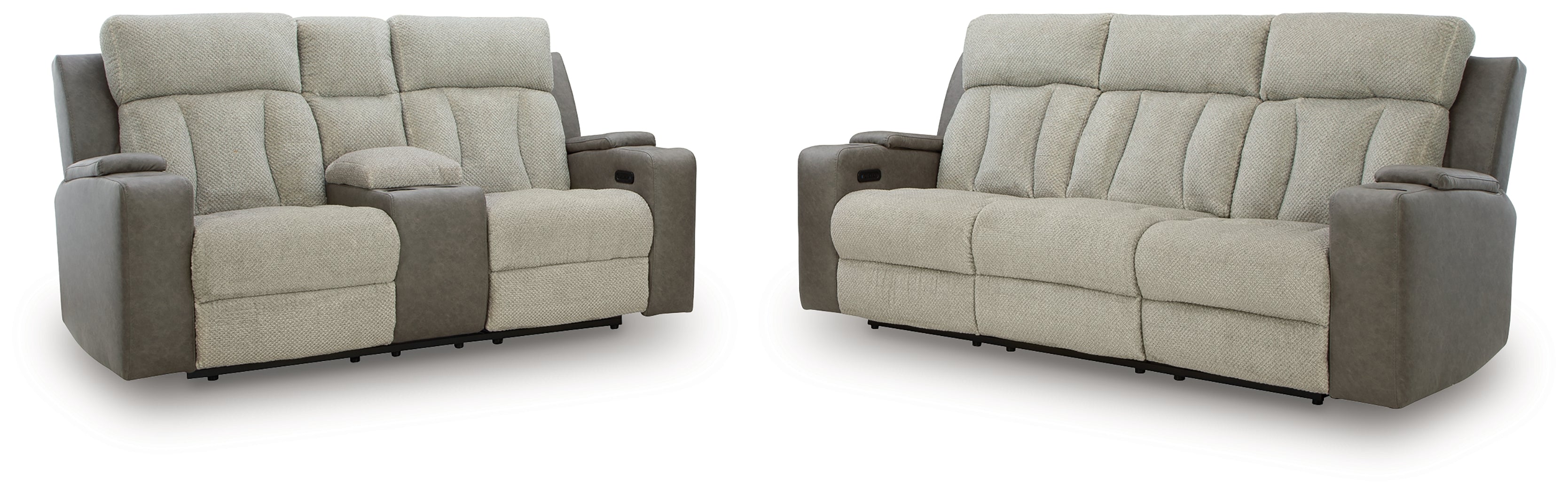 WhipLash Sisal Power Reclining Sofa and Loveseat