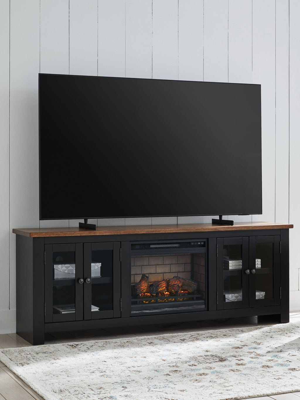 Wildenauer /Black 76" TV Stand, Brown