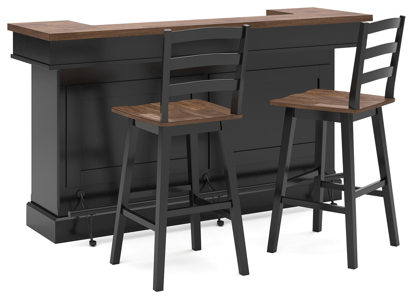Wildenauer Brown/Black Bar Table and 2 Barstools