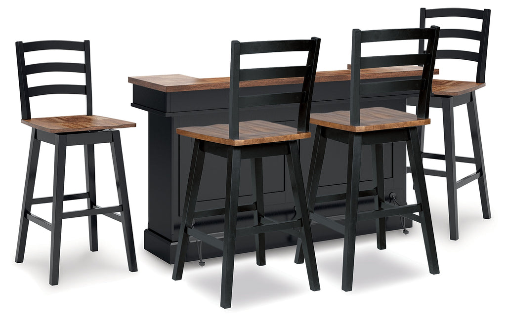 Wildenauer Brown/Black Bar Table and 4 Barstools