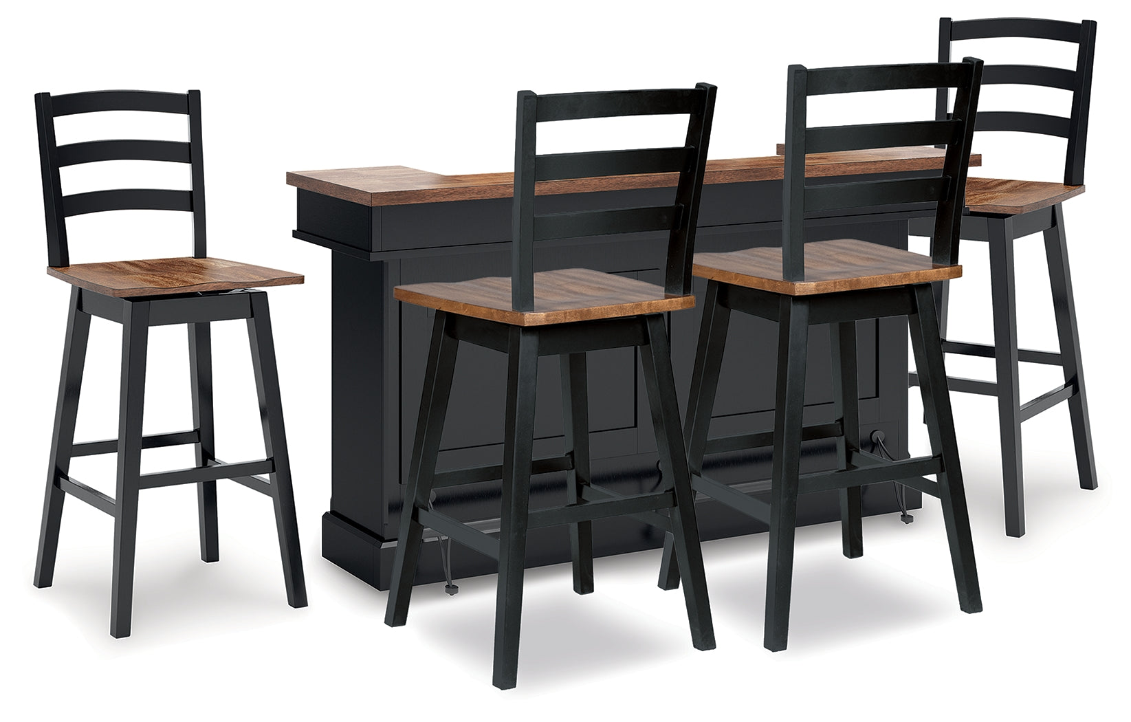 Wildenauer Brown/Black Bar Table and 4 Barstools