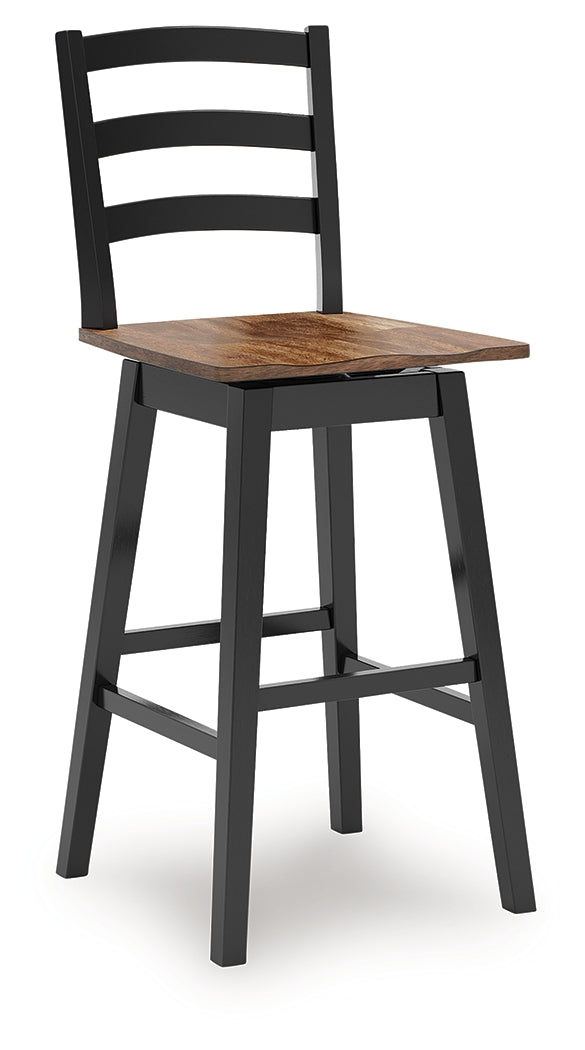 Wildenauer Brown/Black Bar Table and 4 Barstools