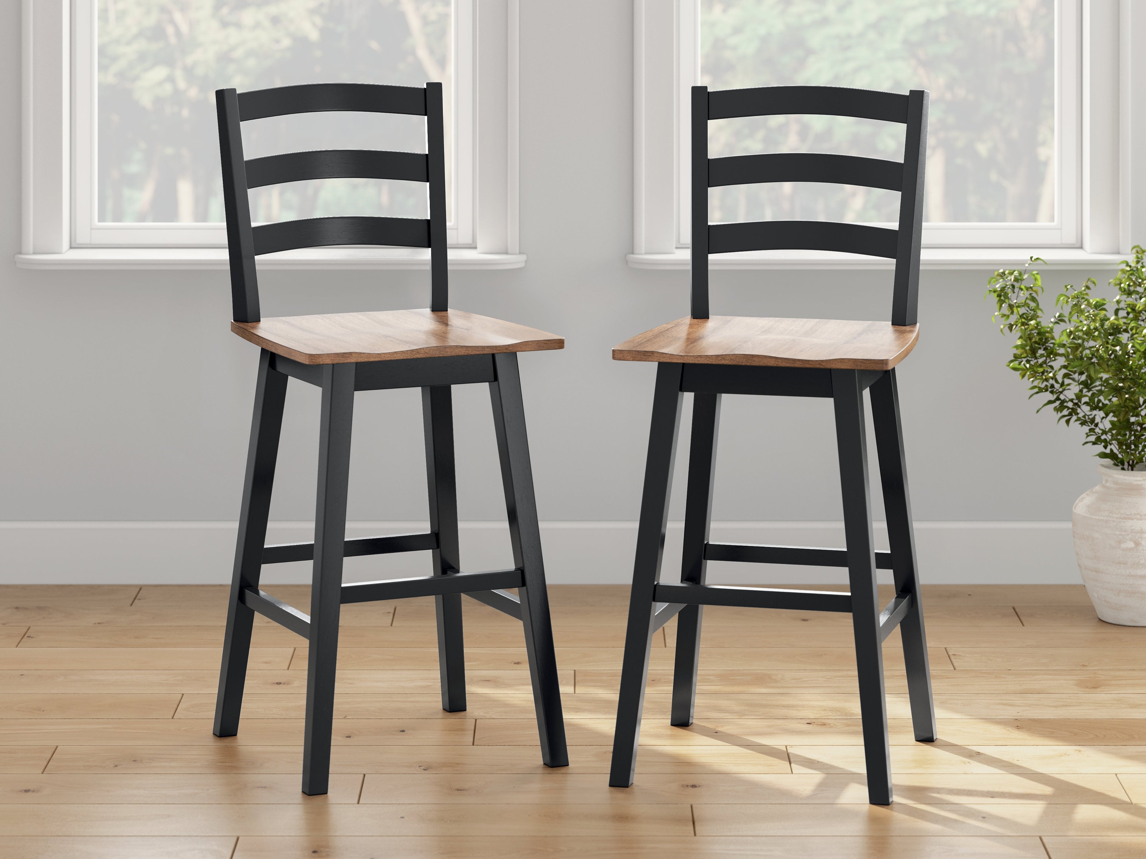 Wildenauer Brown/Black Bar Table and 4 Barstools