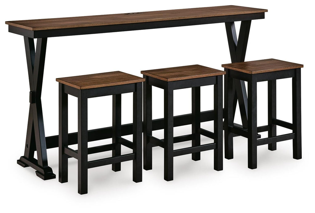 Wildenauer Brown/Black Counter Height Dining Table and 3 Barstools Set