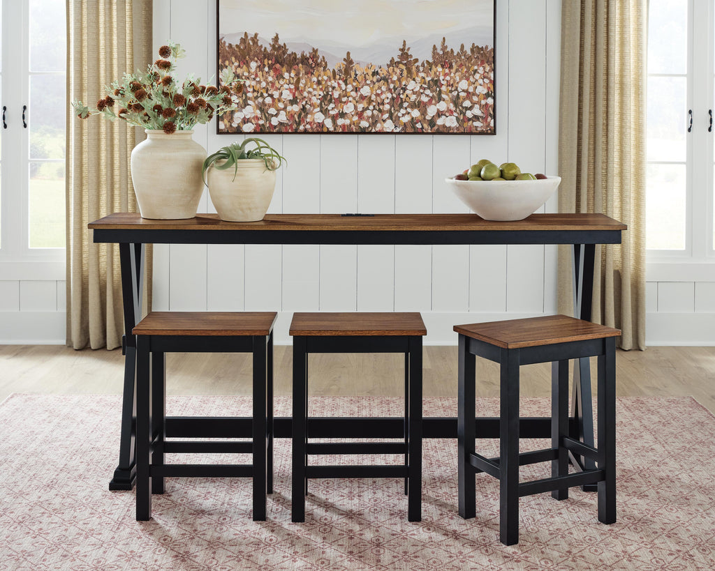 Wildenauer Brown/Black Counter Height Dining Table and 3 Barstools Set