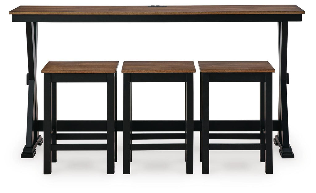 Wildenauer Brown/Black Counter Height Dining Table and 3 Barstools Set