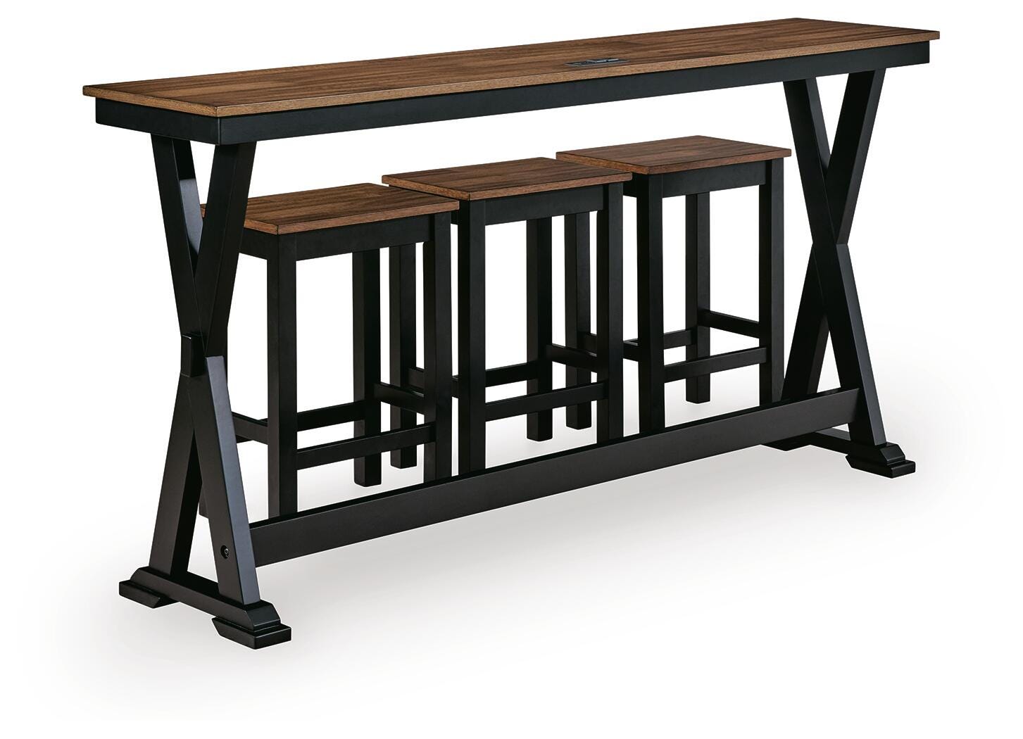 Wildenauer Brown/Black Counter Height Dining Table and 3 Barstools Set