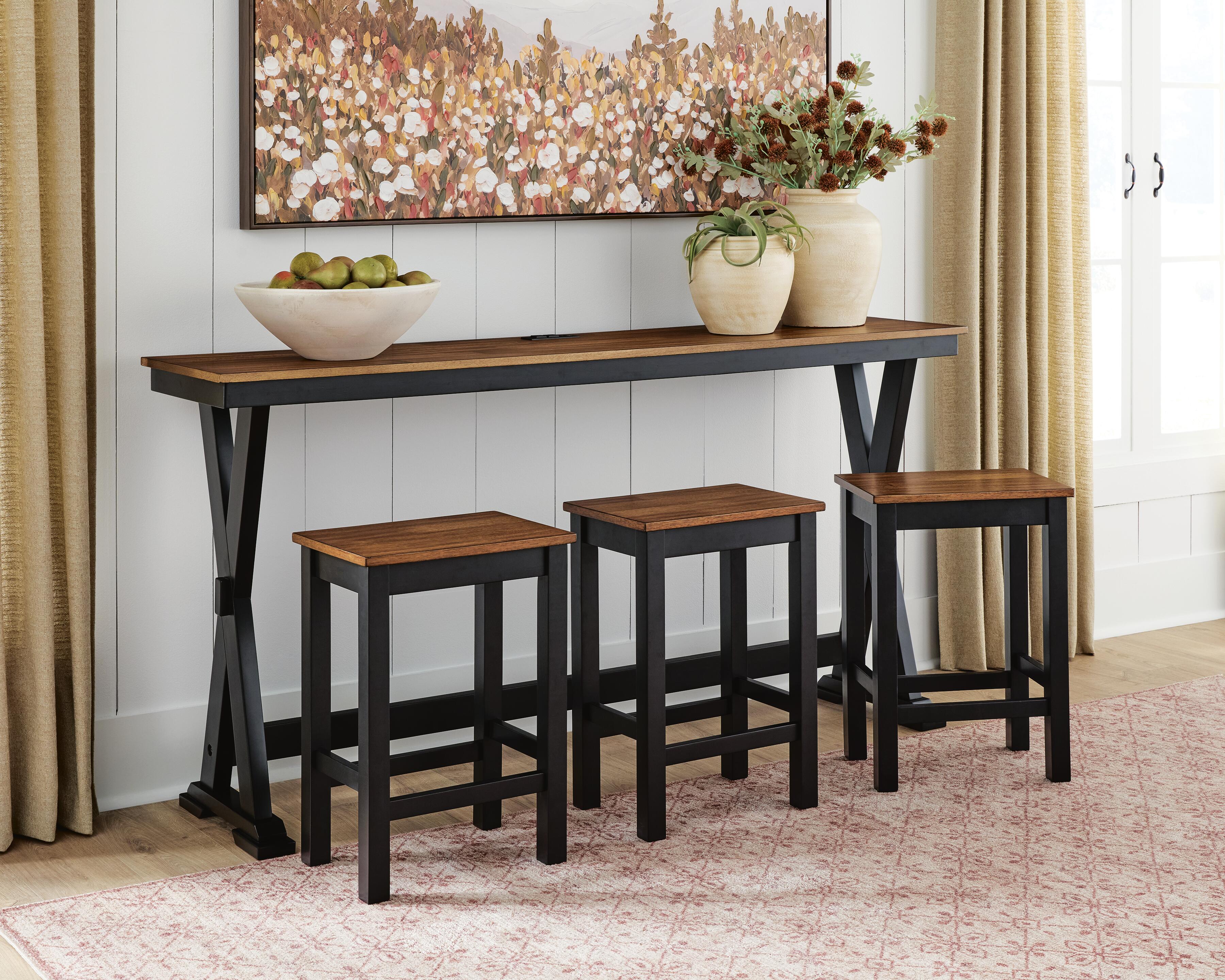 Wildenauer Brown/Black Counter Height Dining Table and 3 Barstools Set