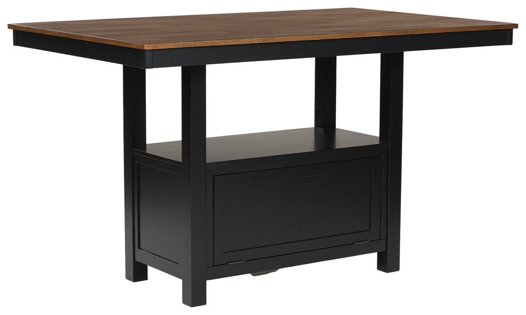 Wildenauer Brown/Black Counter Height Dining Table w/4 Barstools