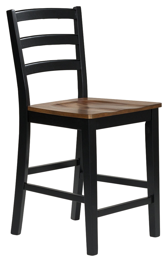 Wildenauer Brown/Black Counter Height Dining Table w/4 Barstools