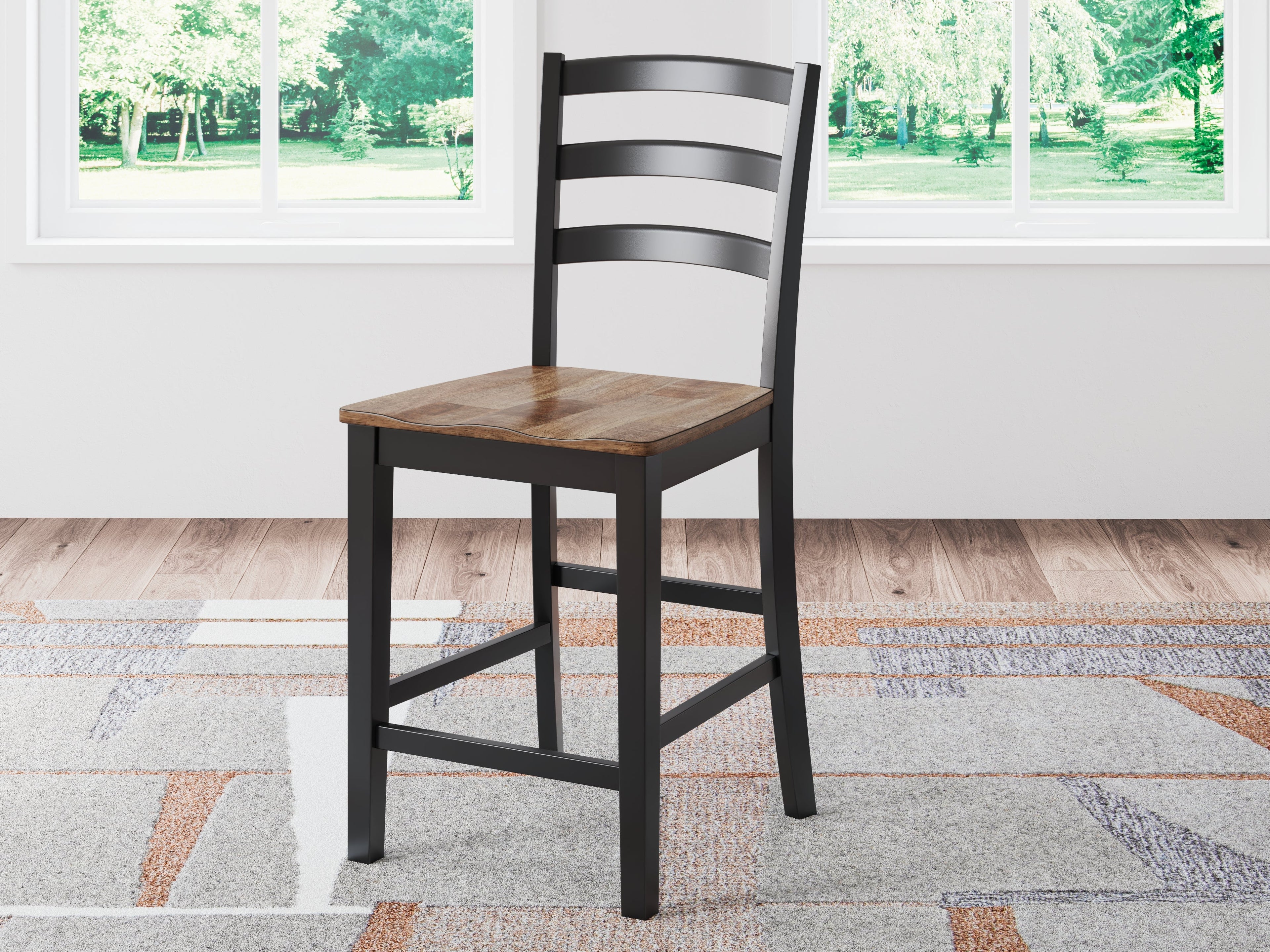 Wildenauer Brown/Black Counter Height Dining Table w/4 Barstools