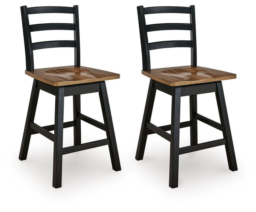 Wildenauer Brown/Black Counter Height Swivel Barstool (Set of 2)