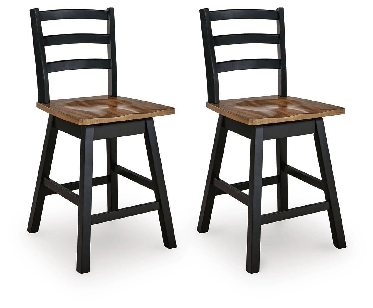 Wildenauer Brown/Black Counter Height Swivel Barstool (Set of 2)