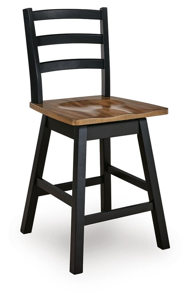 Wildenauer Brown/Black Counter Height Swivel Barstool (Set of 2)