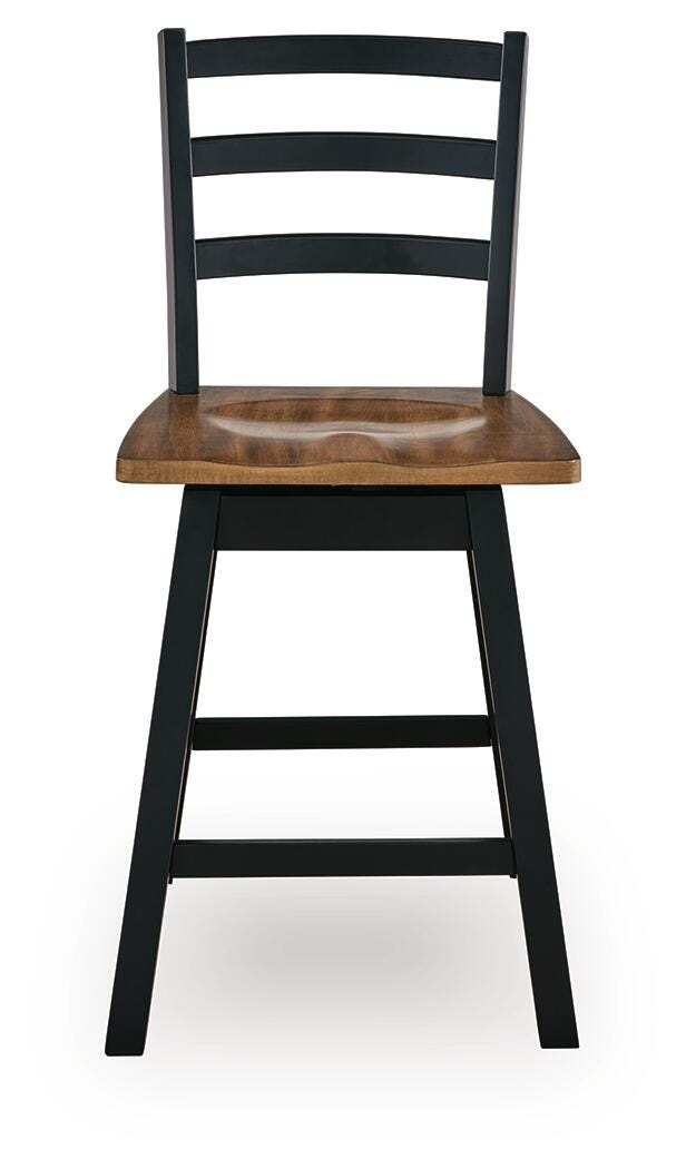 Wildenauer Brown/Black Counter Height Swivel Barstool (Set of 2)