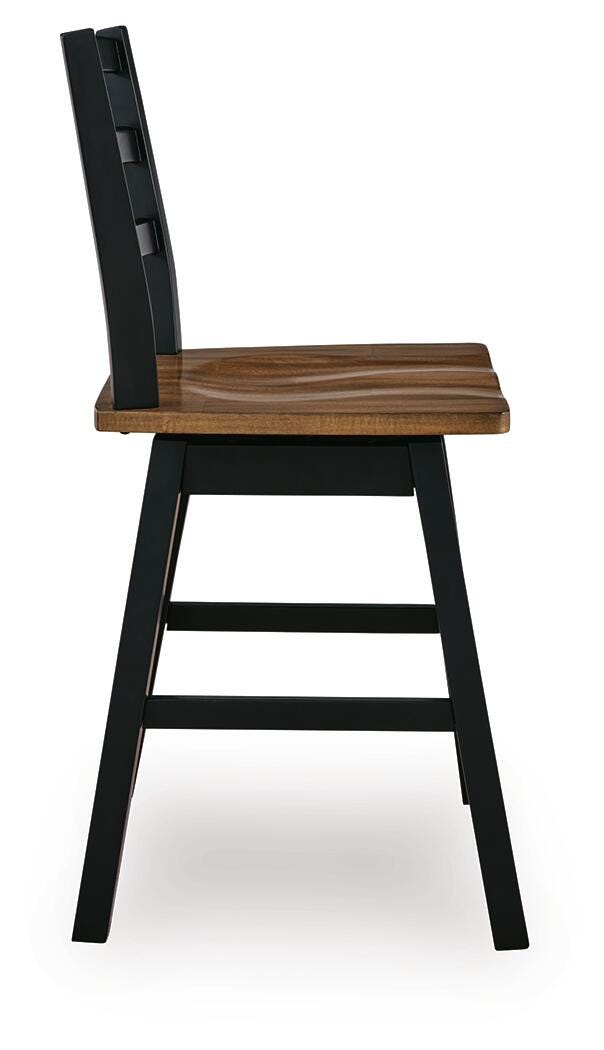 Wildenauer Brown/Black Counter Height Swivel Barstool (Set of 2)