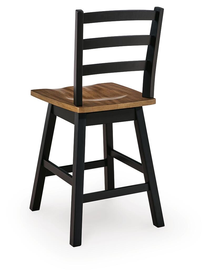 Wildenauer Brown/Black Counter Height Swivel Barstool (Set of 2)