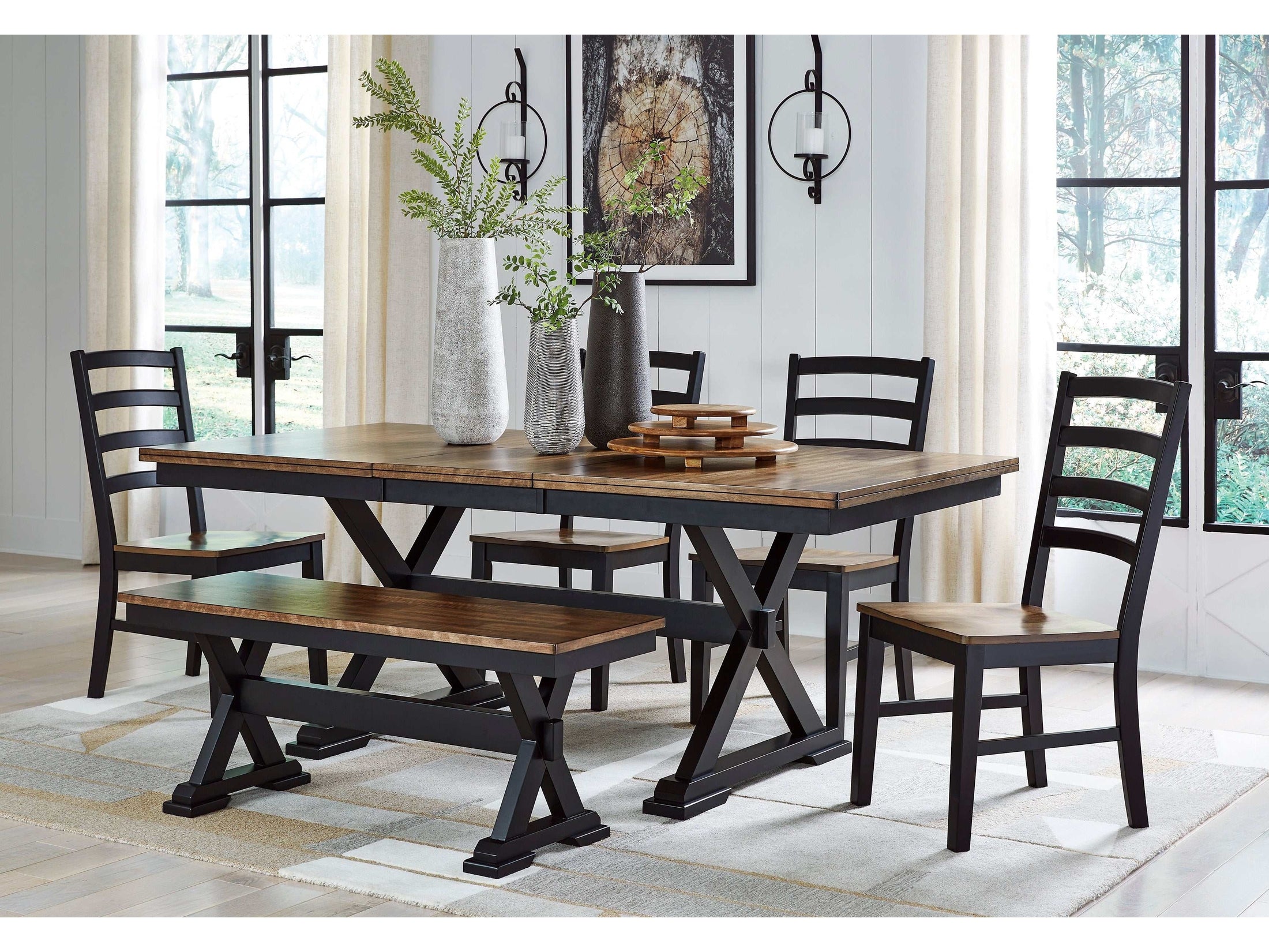 Wildenauer Brown & Black Dining Room Set / 6pc
