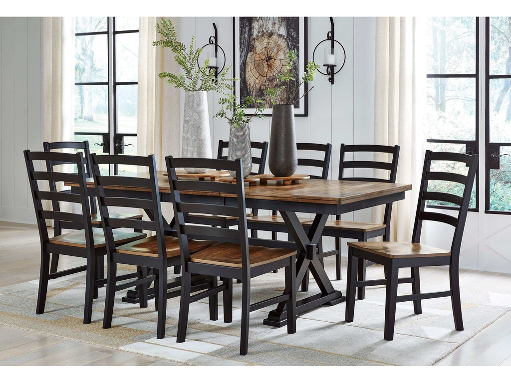 Wildenauer Brown & Black Dining Room Set / 9pc