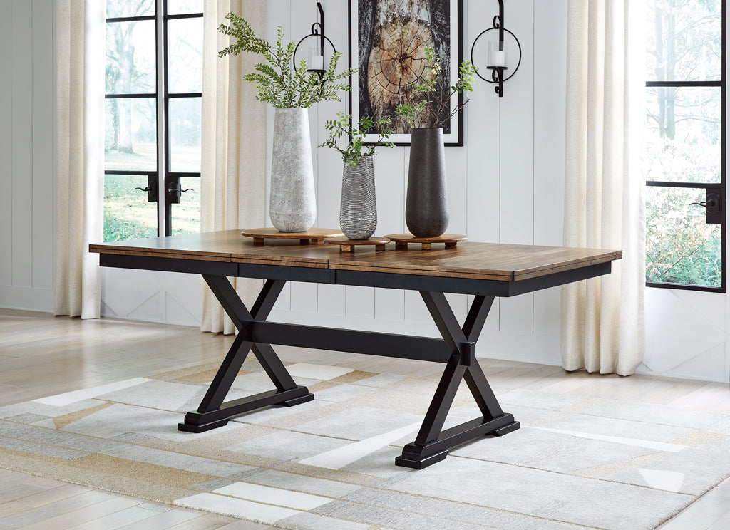 Wildenauer Brown/Black Dining Table, 2 Chairs and 2 Benches