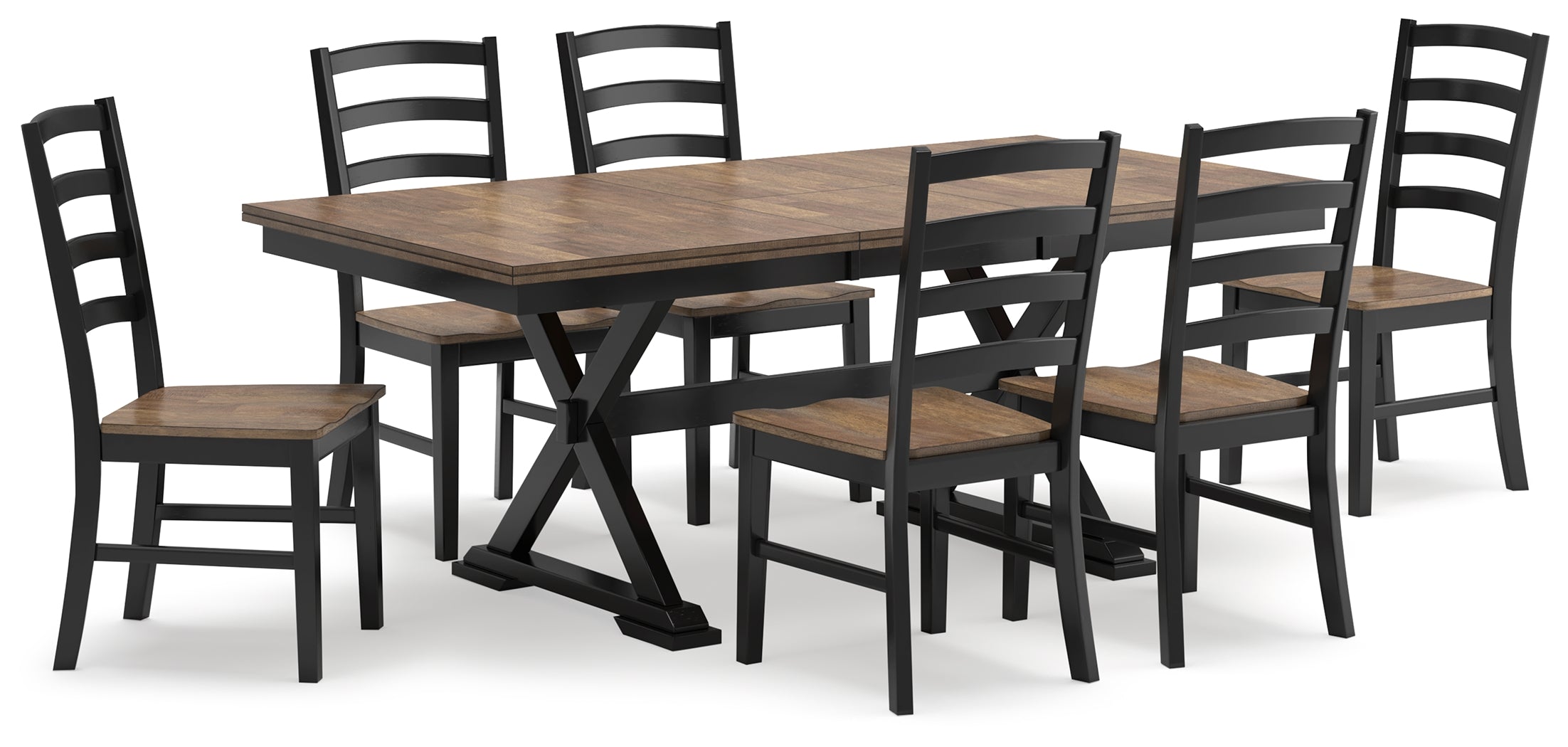 Wildenauer Brown/Black Extension Dining Table w/6 Chairs