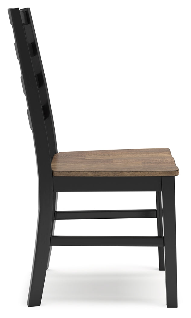 Wildenauer Brown/Black Extension Dining Table w/6 Chairs