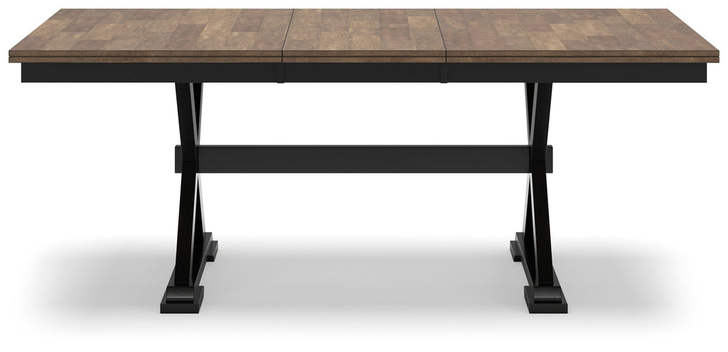 Wildenauer Brown/Black Extension Dining Table w/6 Chairs